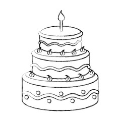 birthday cake with candles icon over white background vector illustration
