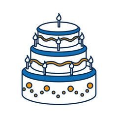 birthday cake with candles icon over white background vector illustration