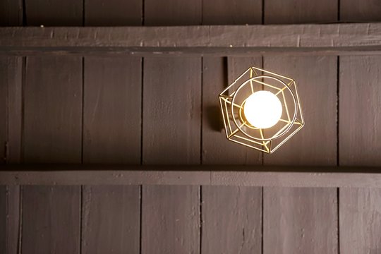 octagon wooden lamp hang on  ceiling wood
