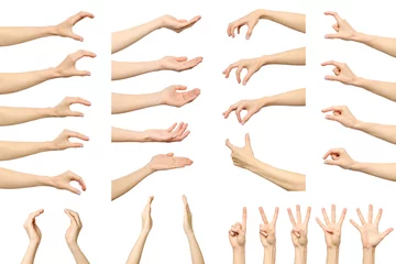 Fotobehang Set of woman's hand measuring invisible items © Iurii