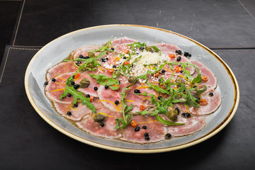 meal carpaccio with pepper