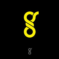 G monogram. G logo.  Yellow letter on a dark background