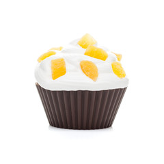 cupcake muffin with cream and icing isolated at white background