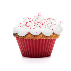 cupcake muffin with cream and icing isolated at white background