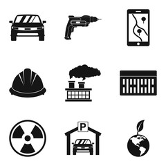 Manufacture of component icons set, simple style