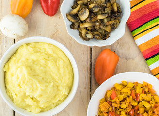 Ingredients for potato roll with vegetables.