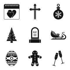 Christmas parties icons set, simple style