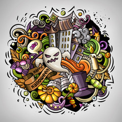 Cartoon vector doodles Happy Halloween illustration