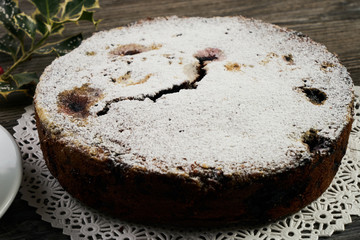 Homemade delicious cranberry pie with walnuts