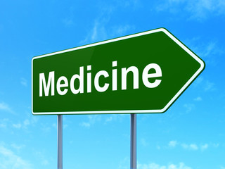 Health concept: Medicine on road sign background