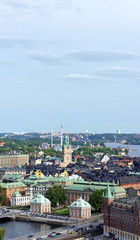 Aerial view of the Church of St. Nicholas (Storkyrkan) in Gamla Stan from the observation deck of Town Hall, Stockholm, Sweden