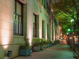 Fototapeta na wymiar 夜の神戸 旧居留地の街並み