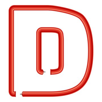 Letter d plastic tube icon, cartoon style