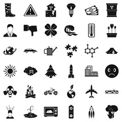 Carbon dioxide icons set, simple style