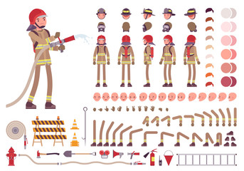 Obraz premium Firefighter character creation set