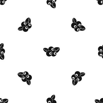 Blueberries Pattern Seamless Black