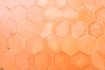 Abstract of old hexagonal clay tiles texture background