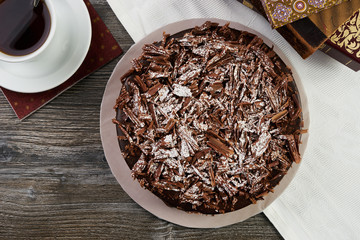 Delicious dark chocolate truffle cream cake