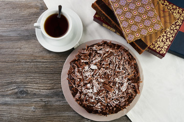 Delicious dark chocolate truffle cream cake