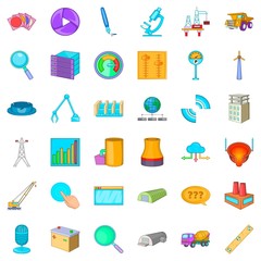 Engineering system icons set, cartoon style