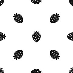 One strawberry berry pattern seamless black