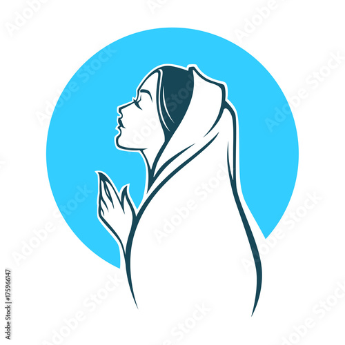 "vector portrait of Virgin Mary for your logo, label, emblem" Stock