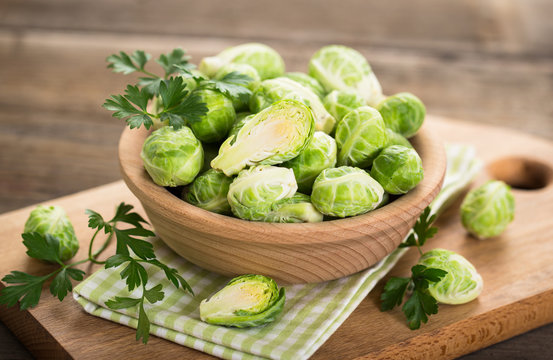 Fresh Brussel sprouts in the bowl
