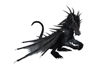 Obraz premium 3D renderowania czarny smok na białym tle