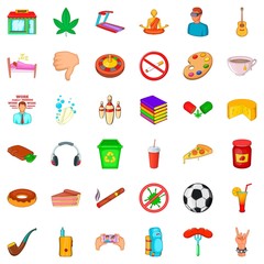 Smoking icons set, cartoon style