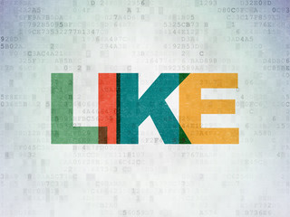 Social network concept: Like on Digital Data Paper background
