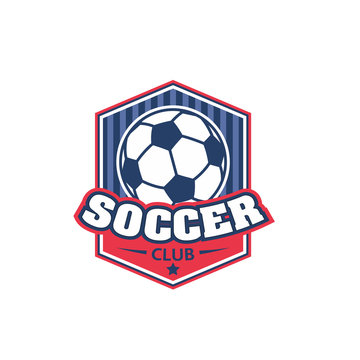 Soccer football club vector shield ball icon