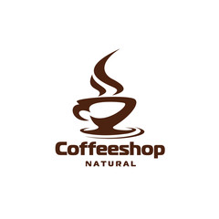Coffee hot steam cup cafe or shop vector icon