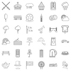Stonehenge icons set, outline style