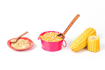fresh corn ,corn seed and cereal from corn ,concept food product