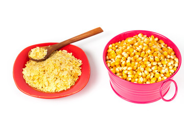 corn seed and cereal from corn ,concept food product