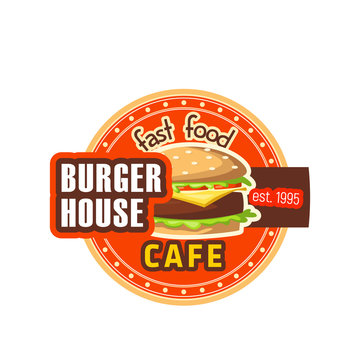 Burger House restaurant cheeseburger vector icon