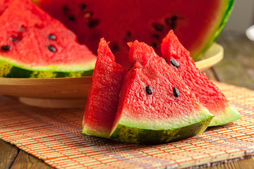 slices of watermelon - obrazy, fototapety, plakaty