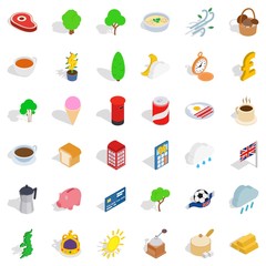 Active life icons set, isometric style