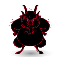 Holiday Halloween, black devil, silhouette on white background.