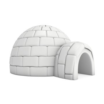 Igloo icehouse isolated on white background 3d render illustration. Snowhouse or snowhut. Eskimo shelter built of ice
