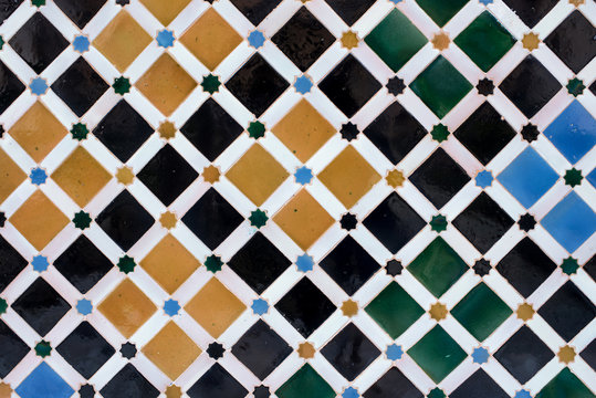 Arabic tiles from the Alhambra, Granada