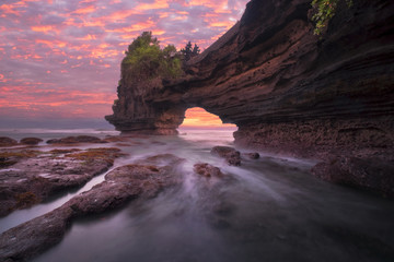 Pura Batu Bolong at sunset