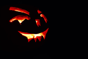 Fototapeta premium illustration of halloween pumpkin on the black background