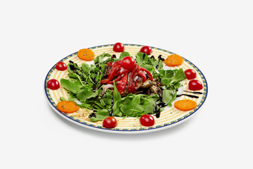 Rocket, mushroom and red pepper salad