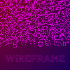 Wireframe Mesh Cubes banner. Connection Structure. Digital Data Visualization Concept. Vector Illustration.