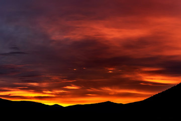 sky sunset mountain clouds fiery