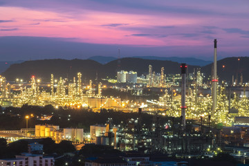 Oil refinery at sunset. Industry