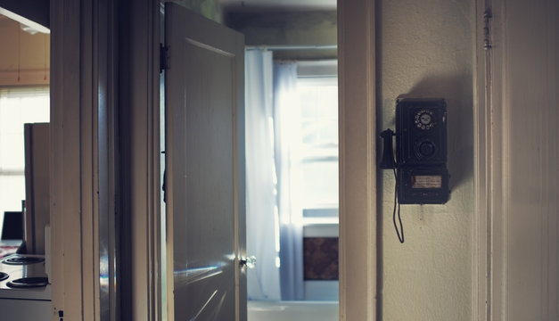 A vintage phone in an old apartment in Portland