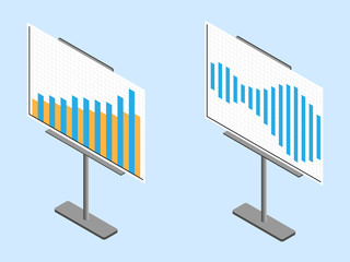 Business chart board. Set of graphs. Analysis statistic data visualization. Vector illustration