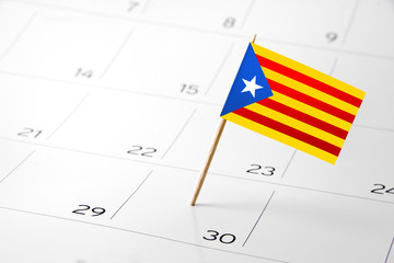 Flag the event day or deadline on calendar 2022 – Spain, Catalonia, Independence, protest - time, page, design, background, timeline, management, concept, background